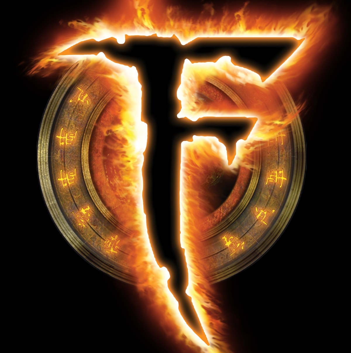 Fury&rsquo;s logo: a burning, cracked &ldquo;F&rdquo; over a stone ritual ring carved with glyphs. This is the key art the game shipped with in 2007.